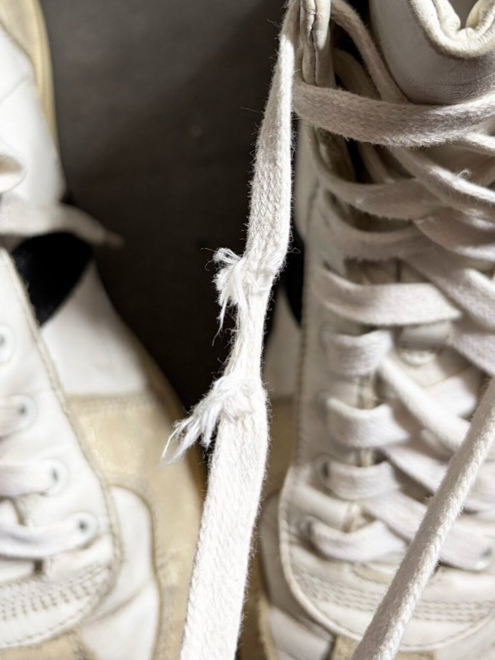 Vintage DIOR Homme Hedi Slimane B48 Leather Hi Top Sneaker Cream White Size 41 - Picture 9 of 11